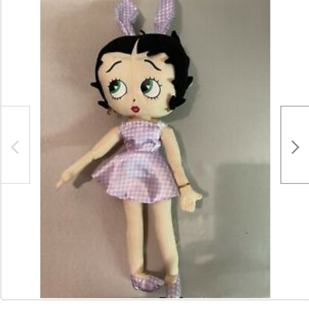 BETTY BOOP CHECKERED PURPLE LAVENDER WHITE GINGHAM DRESS BUNNY RABBIT EARS PLUSH